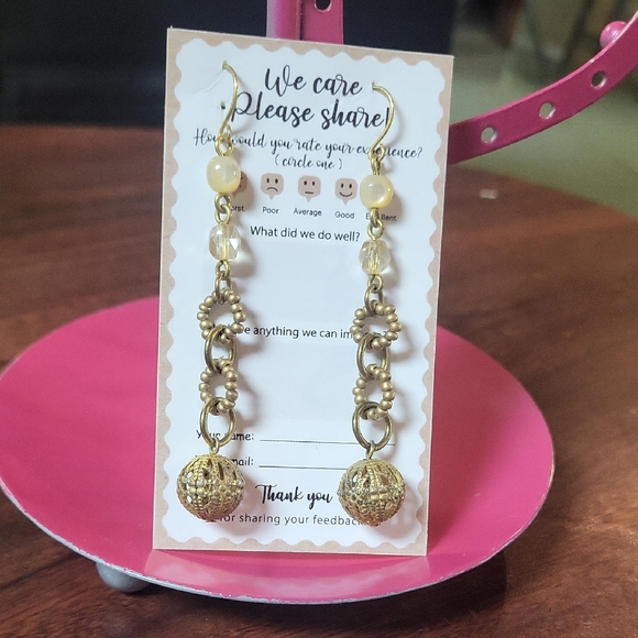 Elegant Gold Beaded Earrings - Picture 1 of 1